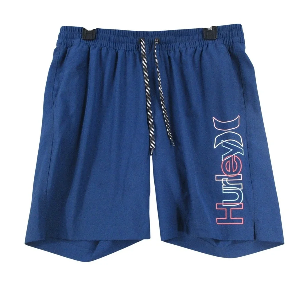 Hurley Mens Blue Graphic Logo Board Shorts‎ Swim Trunks Size Medium 6013-11